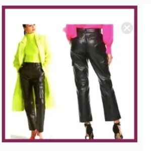 Cara Santana X Apt 9 Jet Black Cargo Faux Leather High Waist Straight Leg Pants